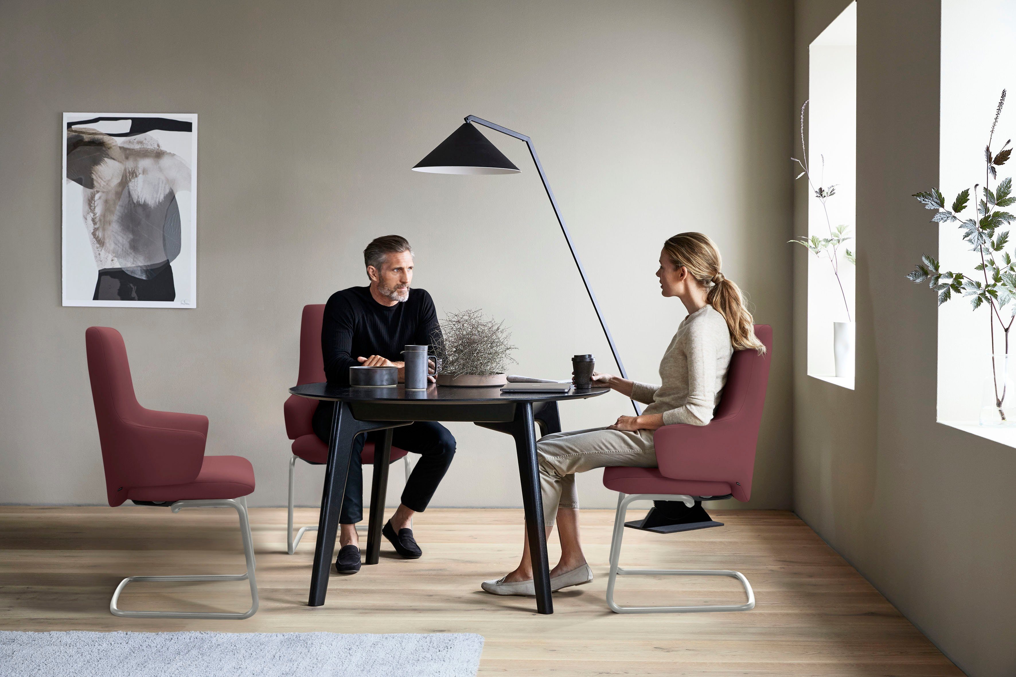 Stressless® Polsterstuhl Laurel, High Back mit Armlehne, Größe L, mit Beinen aus Stahl in Chrom matt