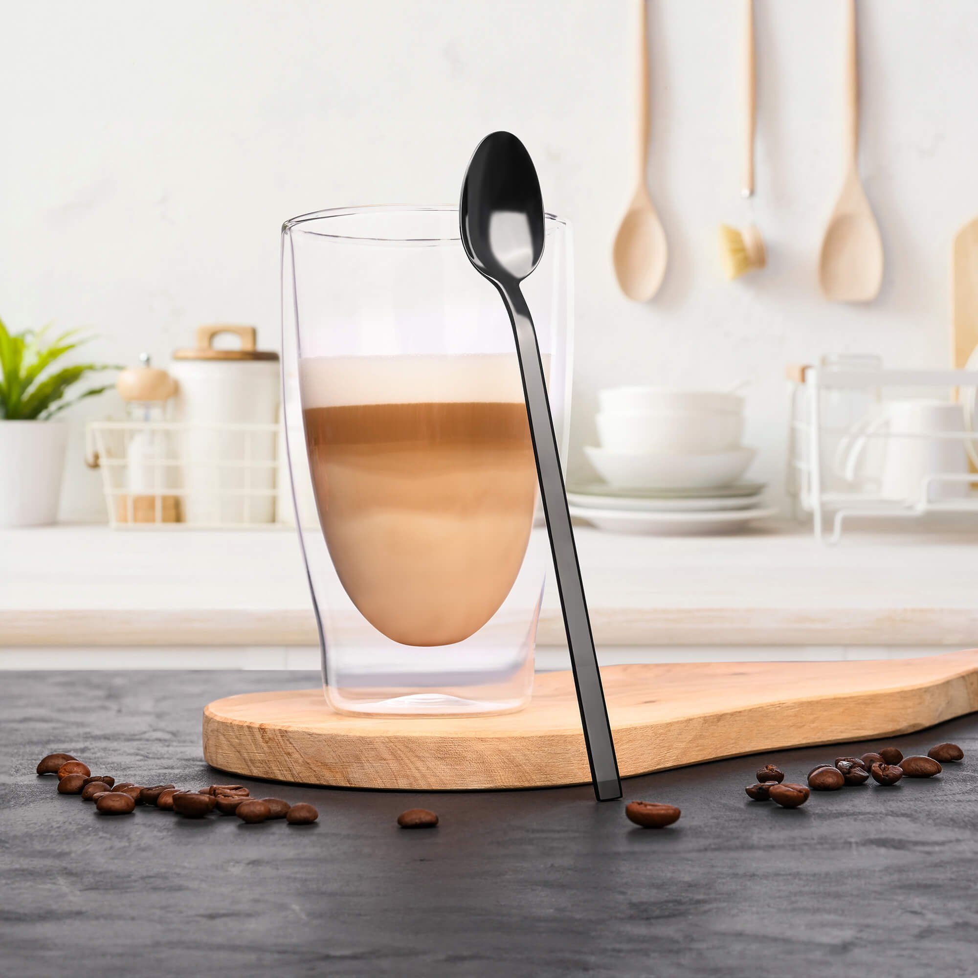 GRÄWE Latte-Macchiato-Löffel GRÄWE Latte Macchiato Löffel 6 Stück, Edelstahl - Titan, Serie LISSABO