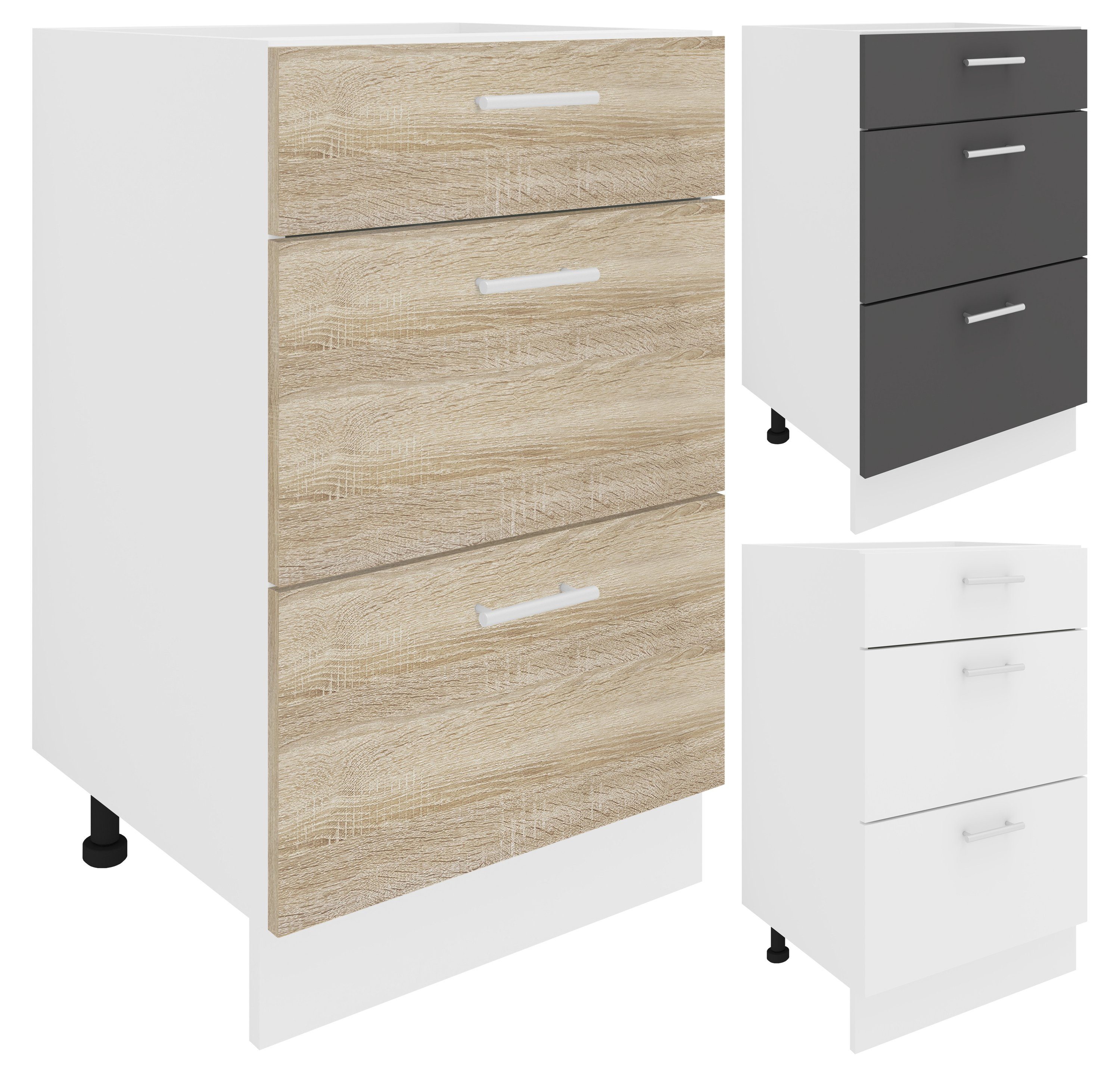 VCM Unterschrank Küchenschrank B 50 cm Unterschrank Schublade Esilo