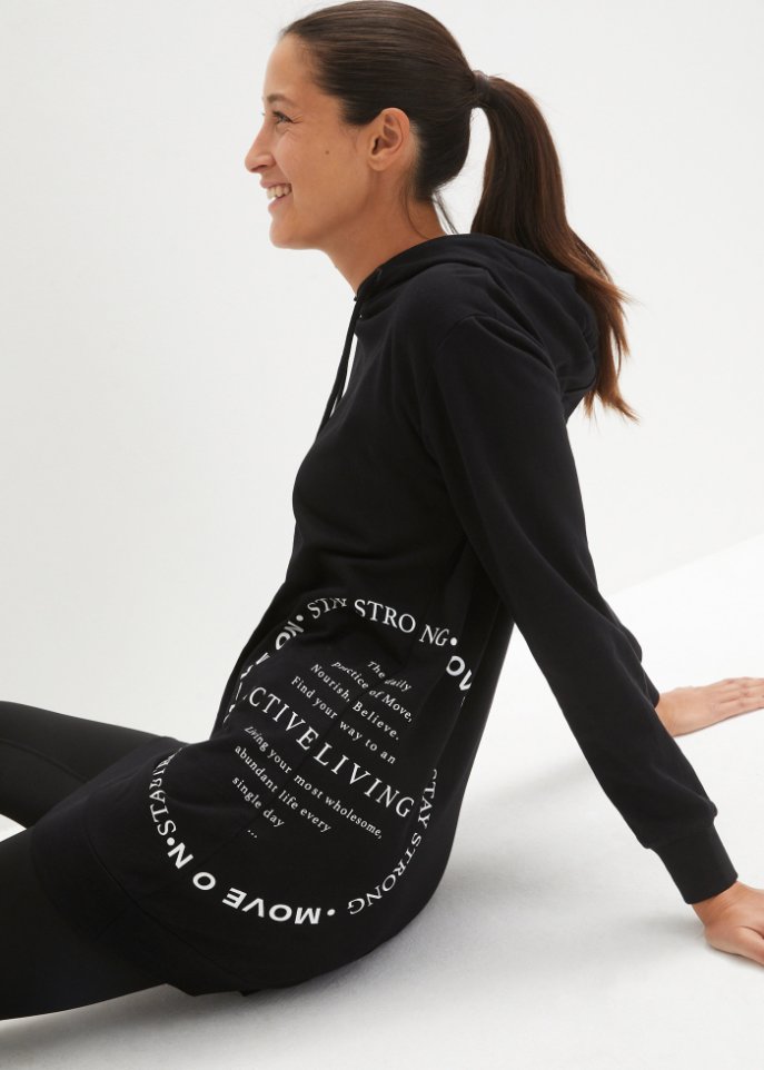 Long-Sweatshirt mit Statementdruck