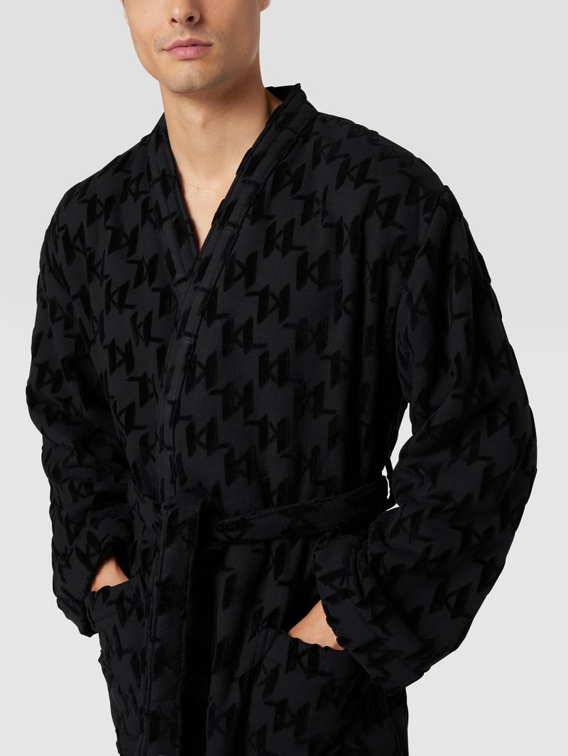 Bademantel mit Logo-Muster in schwarz