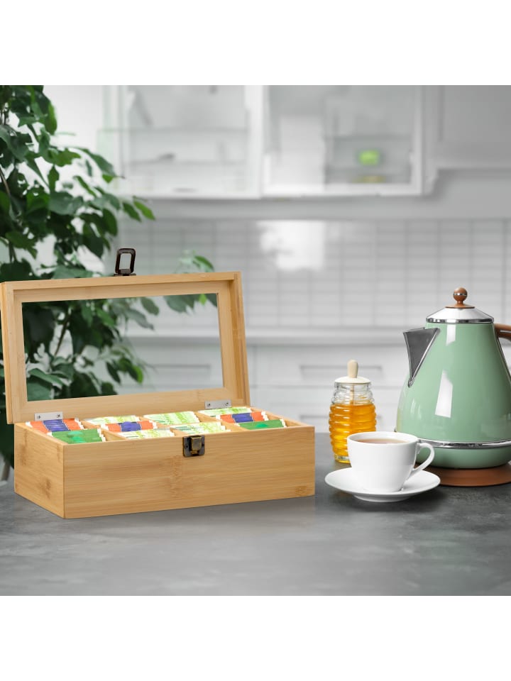 relaxdays Teebox in Natur - (B)29,5 x (H)10 x (T)17 cm günstig kaufen onesize