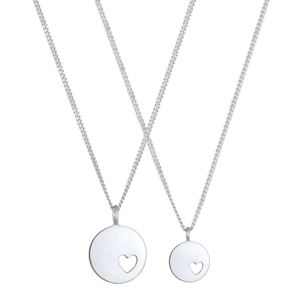 Elli Elli Collier Pendentif d'assiette pour dames Coeur découpé Mère Fille Amour en ar Bijoux