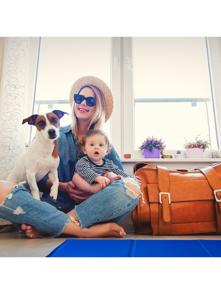 relaxdays Kühlmatte Hund in Blau - (B)60 x (T)100 cm günstig kaufen onesize