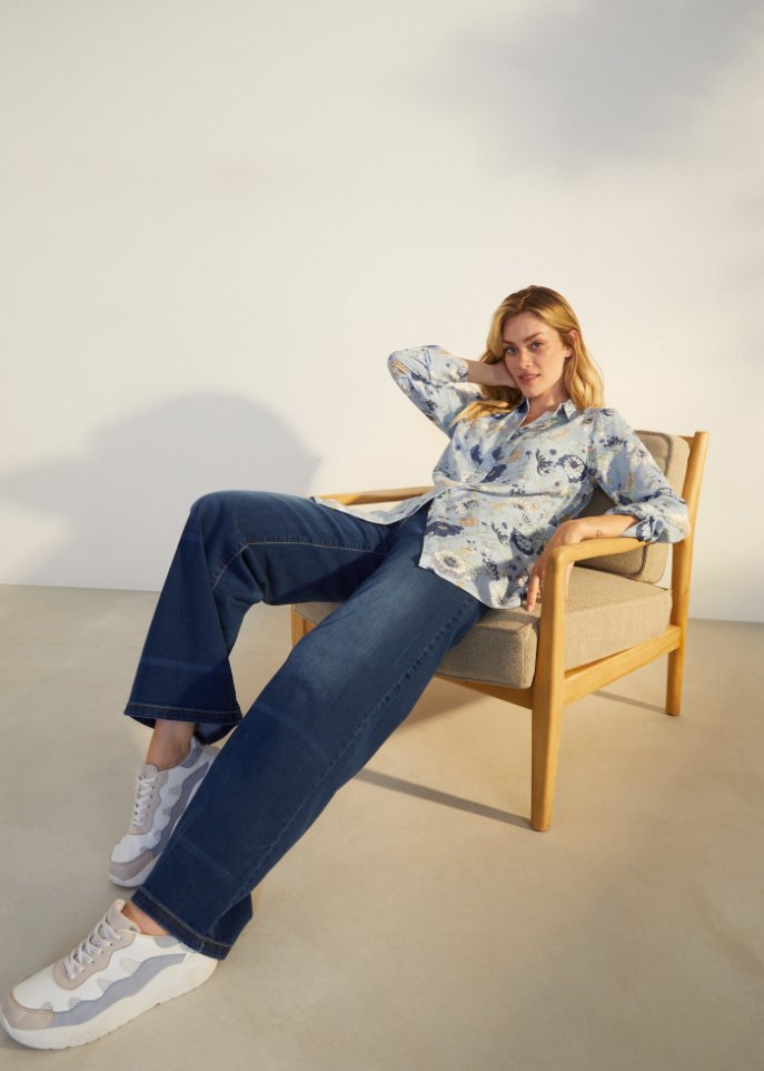 Longbluse, geblümt