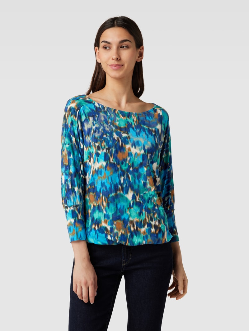 Longsleeve mit U-Ausschnitt in petrol