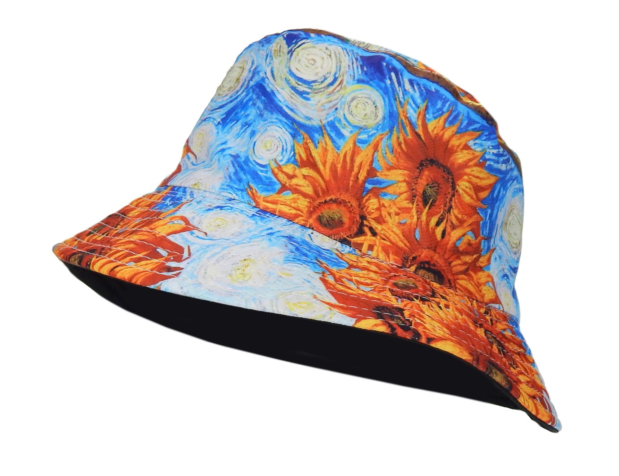 Ella Jonte Sonnenhut Bucket Hat bunt Wendehut Kunstdruck Sonnenblumen 56 cm