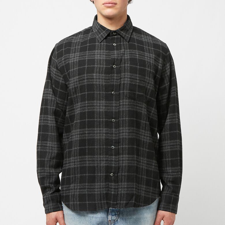 Norse Projects Algot Relaxed Wool Check Shirt charcoal melange