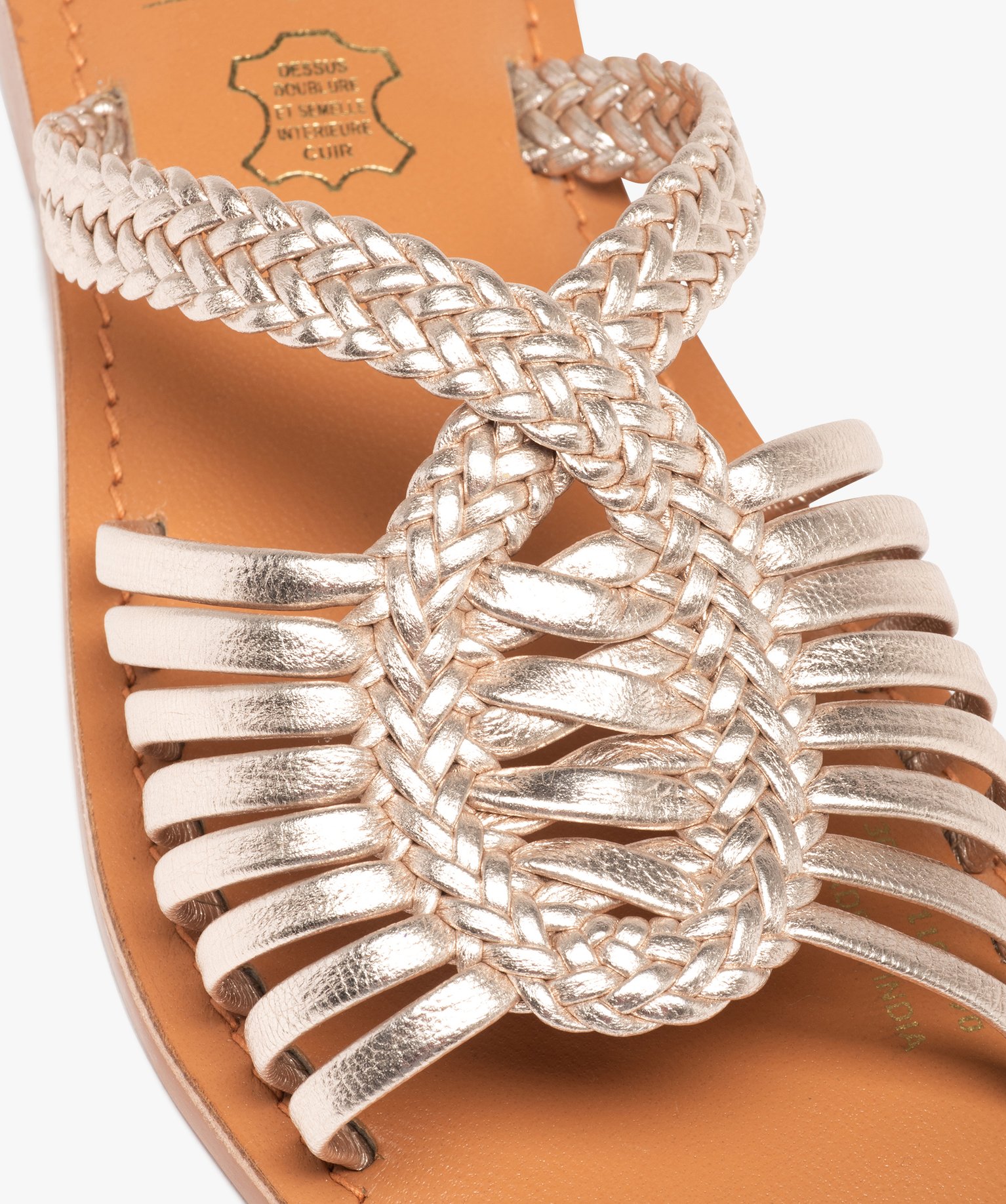 Mules femme à talon plat dessus cuir métallisé – Tanéo or | GEMO