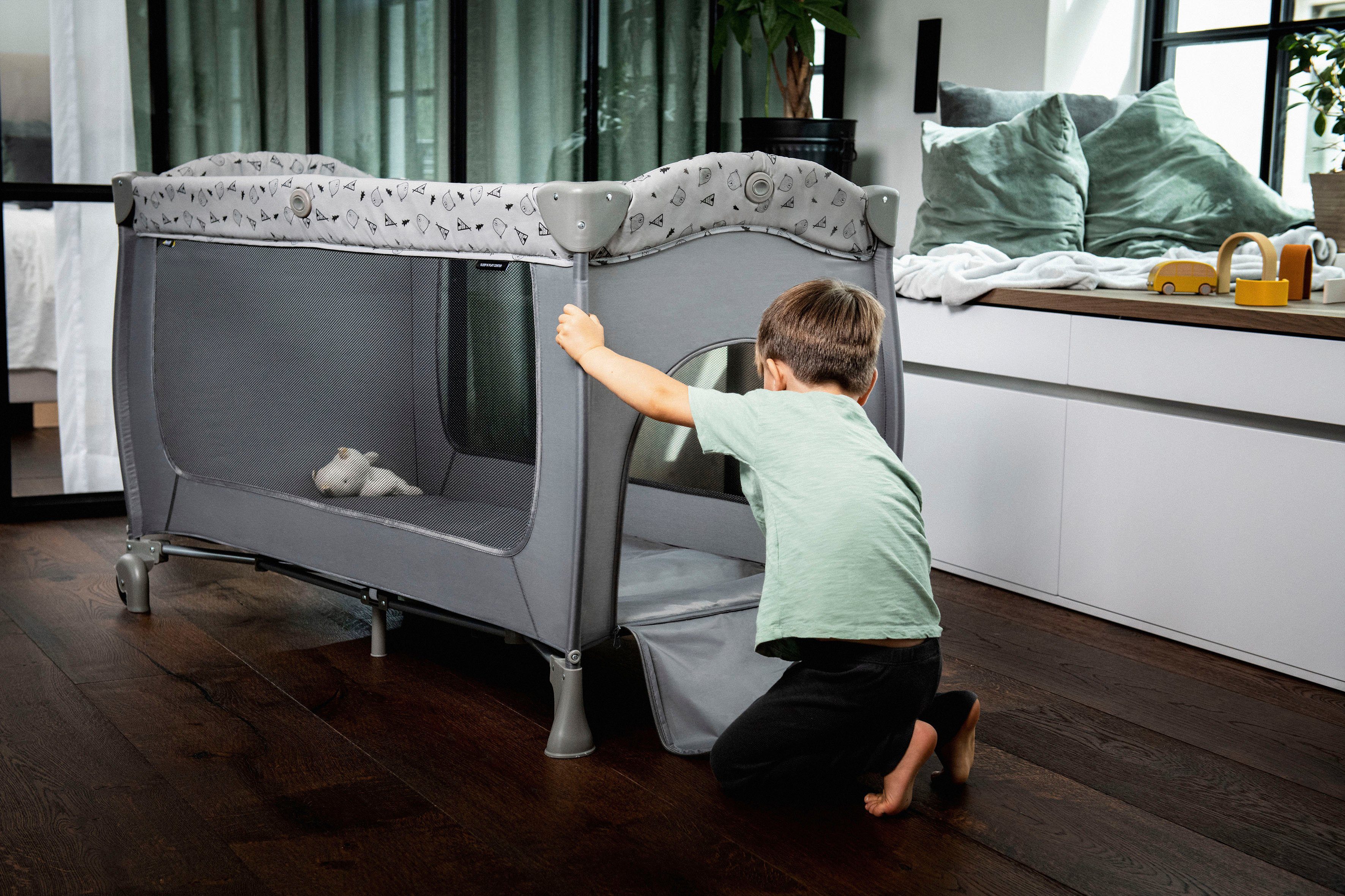 Hauck Baby-Reisebett Sleep N Play, nordic grey, 6-tlg., inkl. Transporttasche