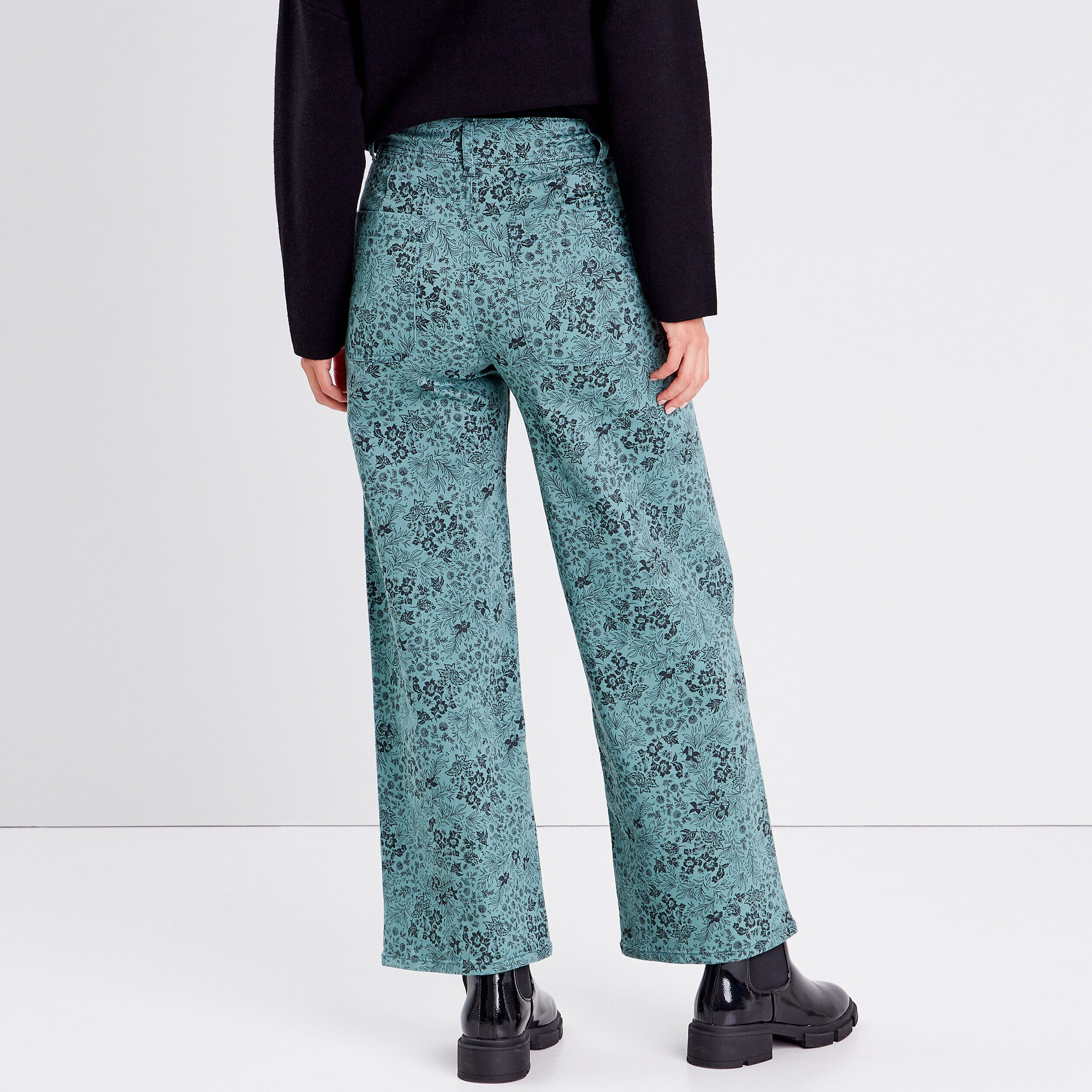Jeans large taille haute vert femme | Cache Cache
