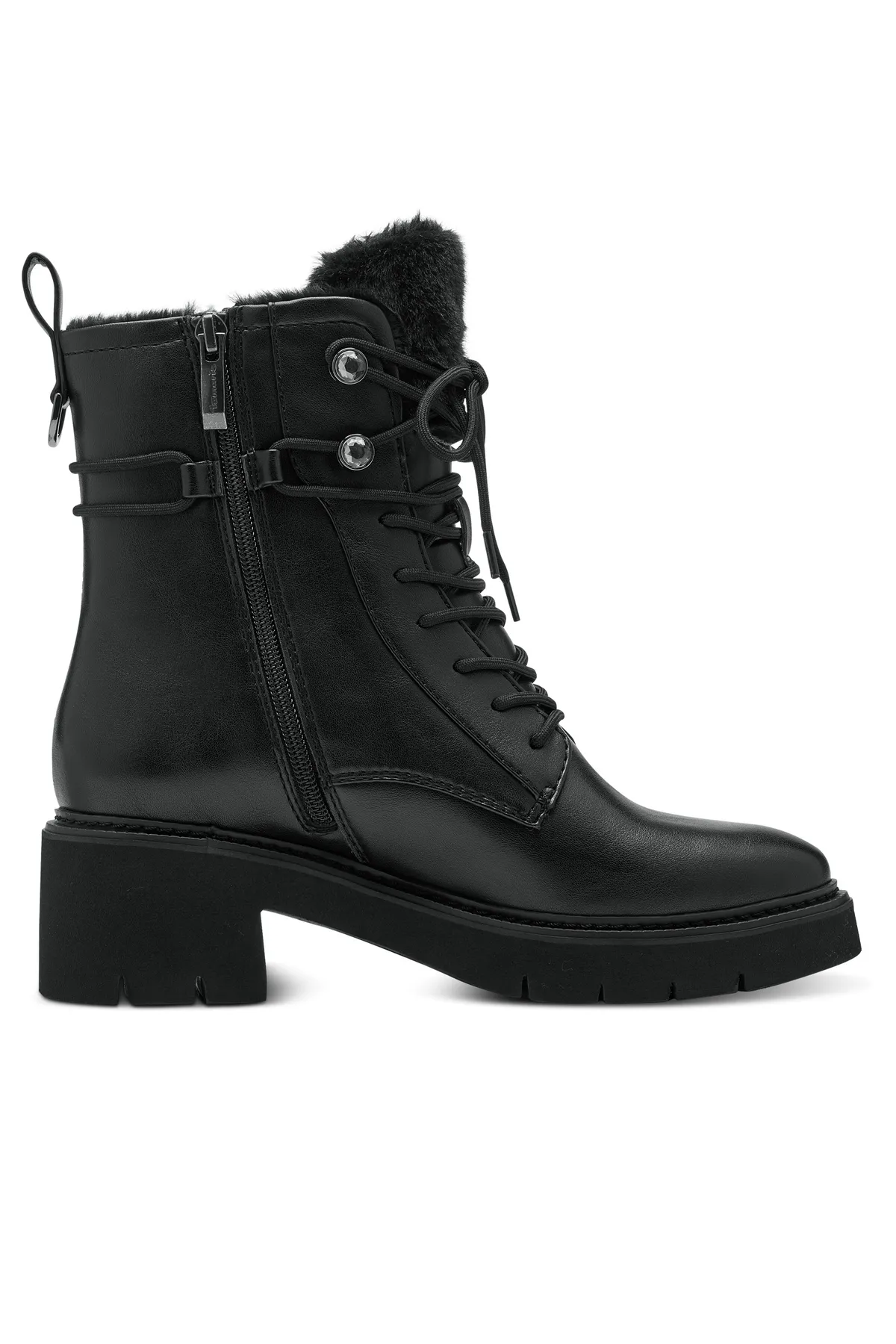 Tamaris  Damen Elegante Stiefelette 1-26292-41 Schwarz 001 Black Lederimitat/ Textil mit TOUCH-IT