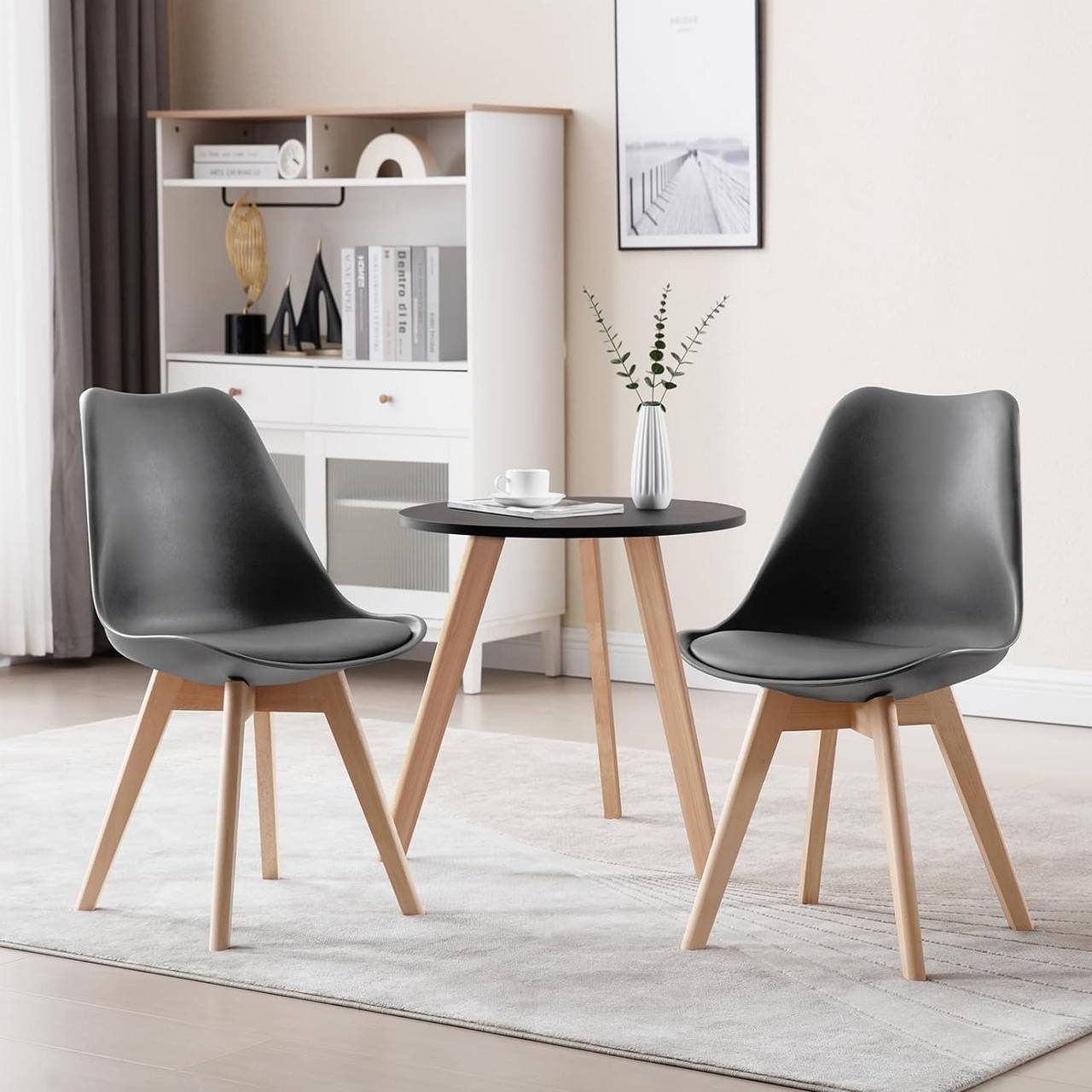 Woltu Esszimmerstuhl (Set, 4 St), Design Stuhl Kunstleder Holz