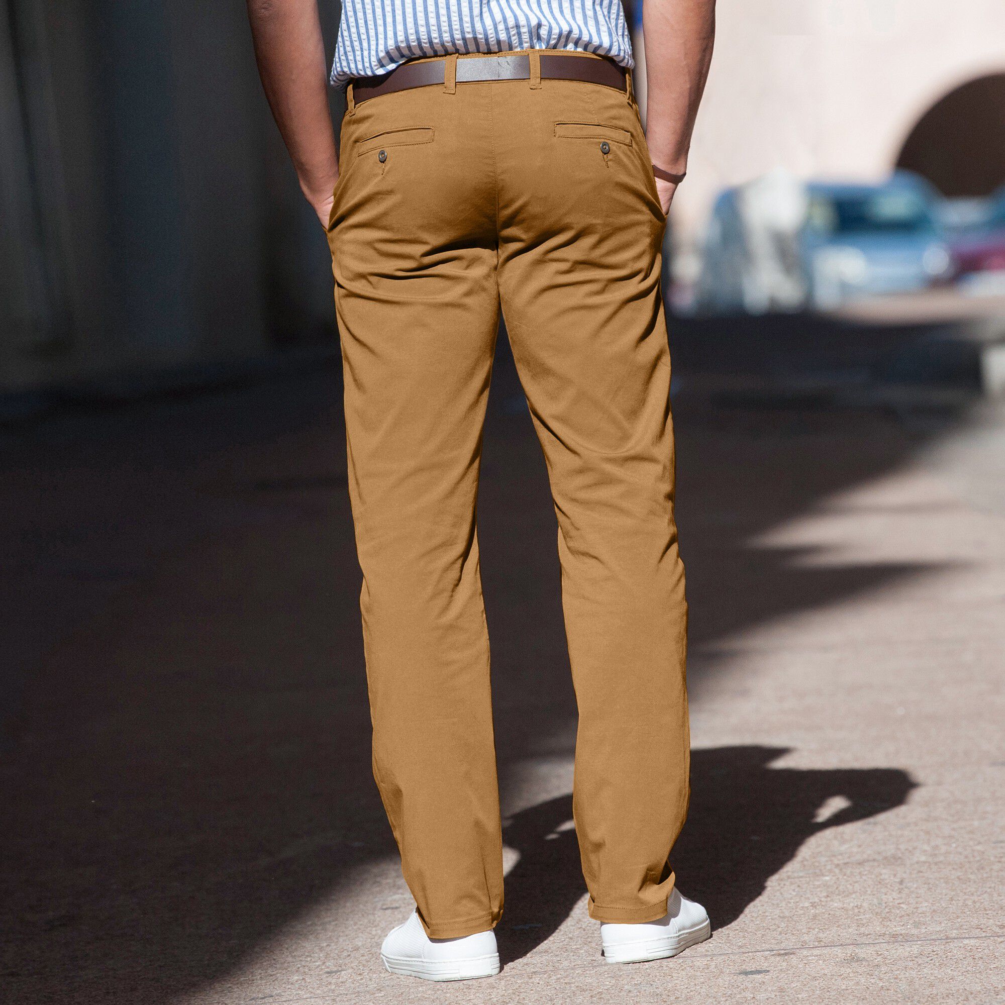 Pantalon chino uni sergé stretch grand confort