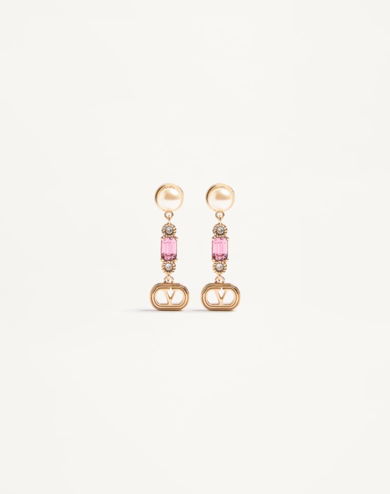 Ovale øreringe i metal, perle og Swarovski® krystaller