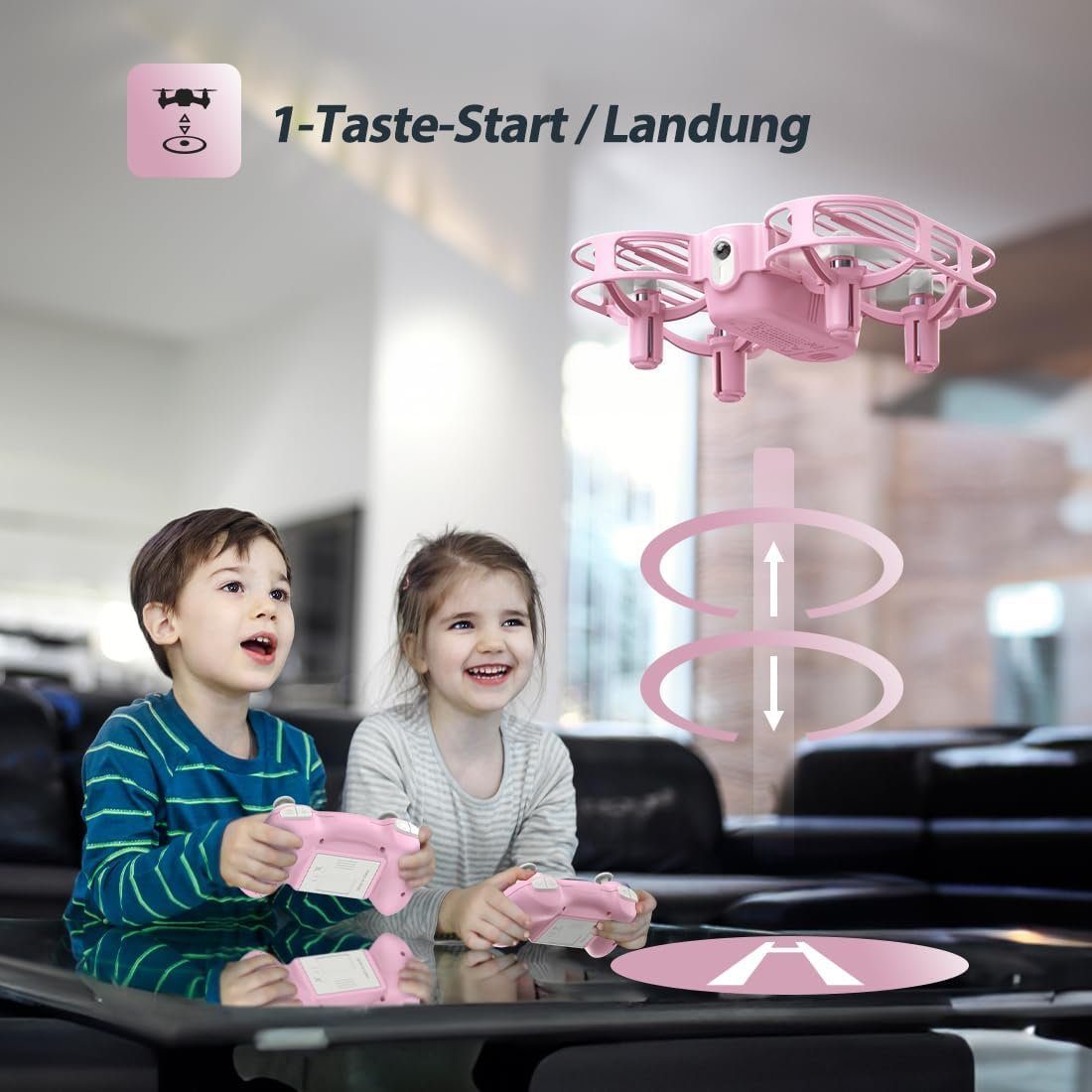 DEERC D11 Mini Kinder Drohne, RC Quadcopter mit 2 modulare Akkus Drohne (Einfachheit: Perfektes Drohnenspielzeug-Geschenk für Anfänger Mädchen)