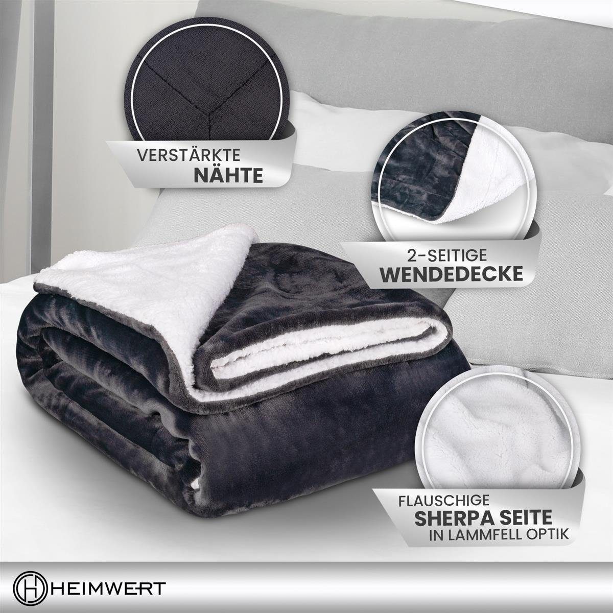 Wohndecke Decke Kuscheldecke Sherpa Wolldecke, HEIMWERT, weich