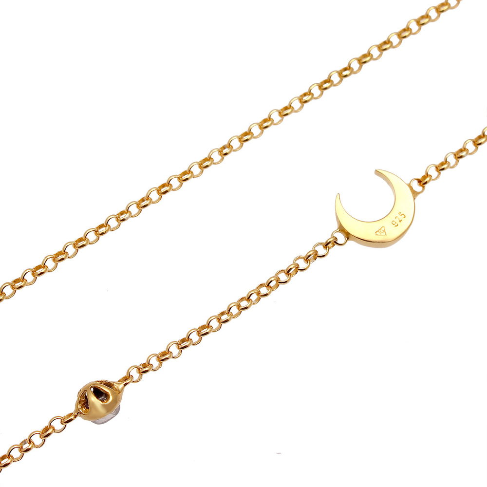 Elli Elli Collier Femmes Filigrane Basique Minimaliste avec Pierre de Lune en Argent S collier