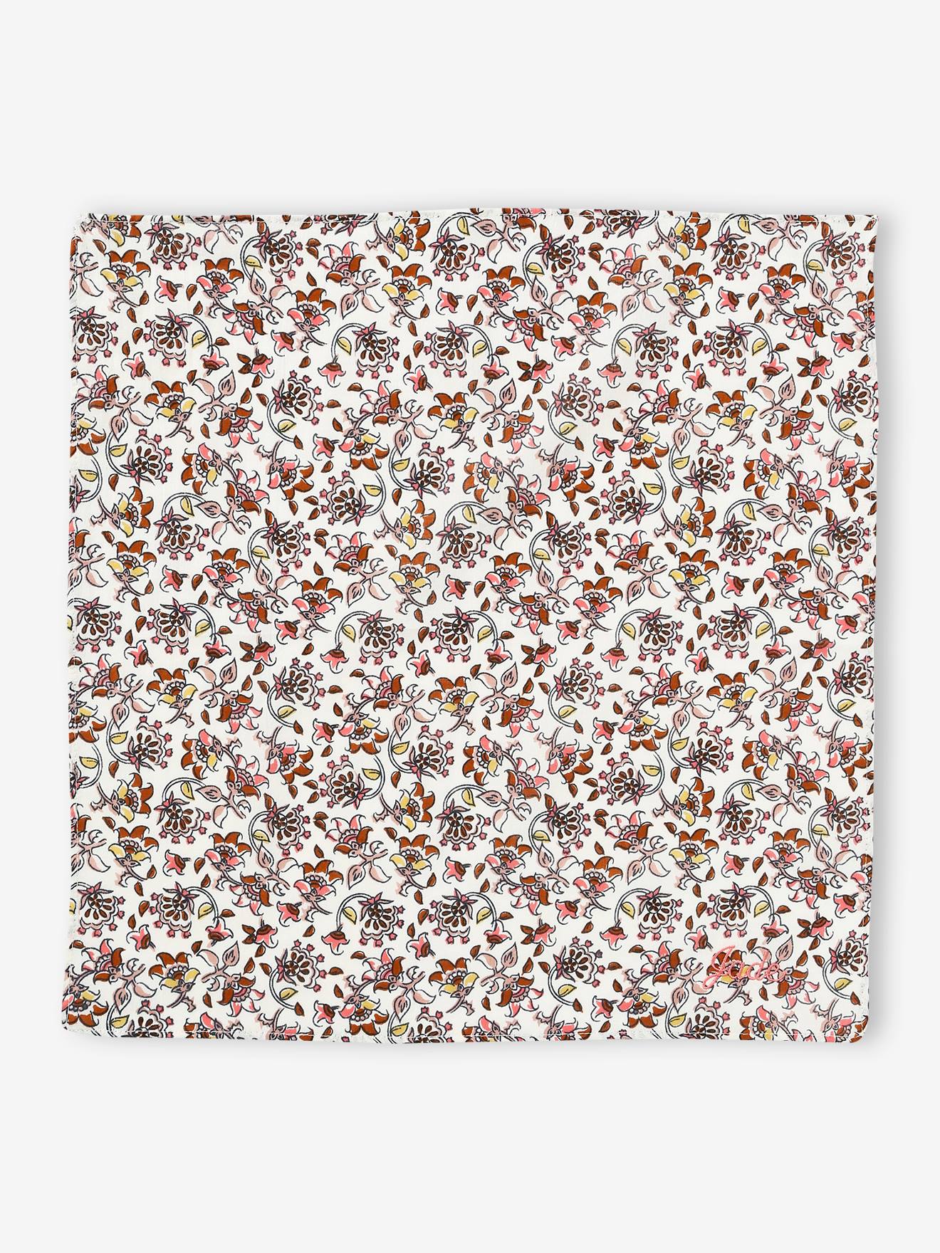 Foulard fleuri personnalisable bébé fille écru