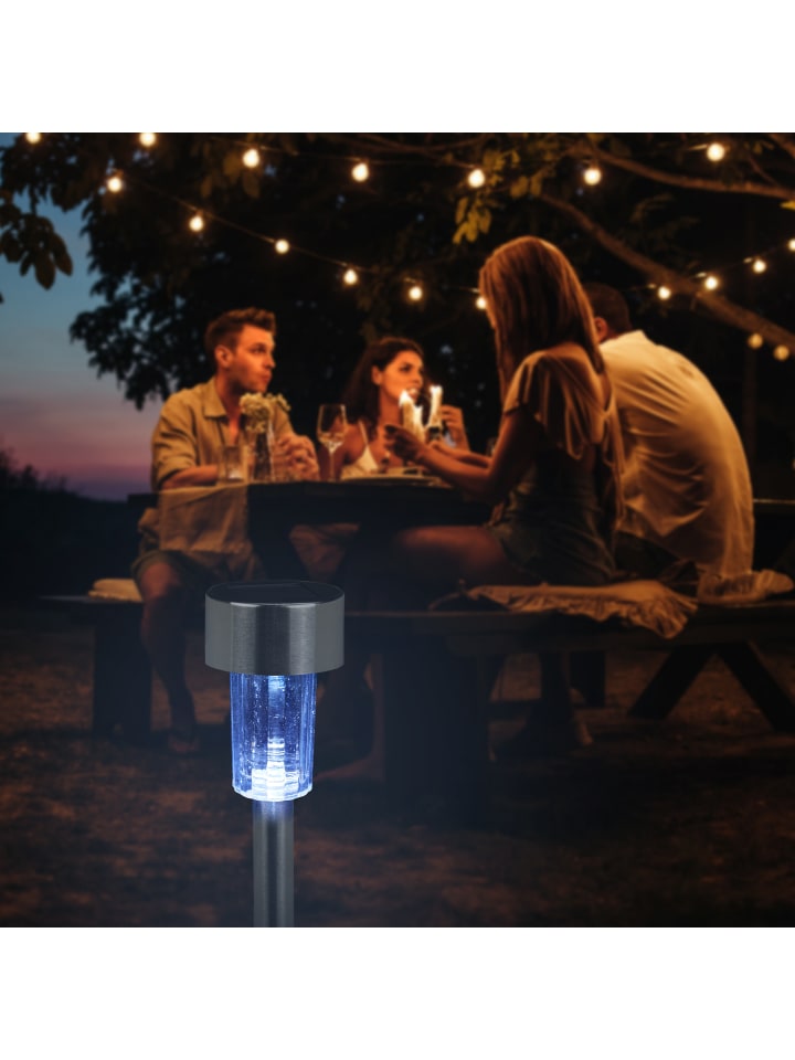 relaxdays 10x Solarleuchte weißes Licht in Silber günstig kaufen onesize