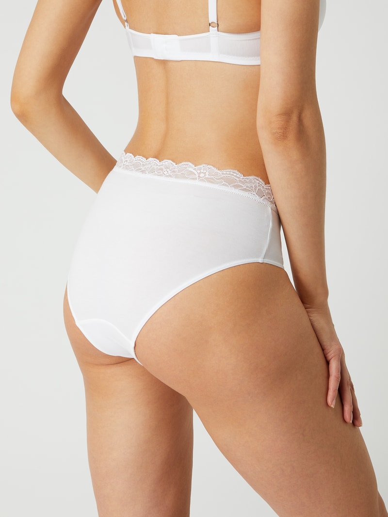 Slip aus Single Jersey Modell 'Cotton Lace' in weiß