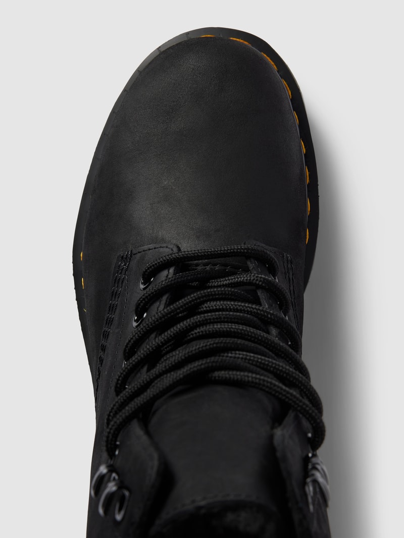 Schnürboots aus Leder mit Ziernaht Modell 'WinterGrip' in schwarz