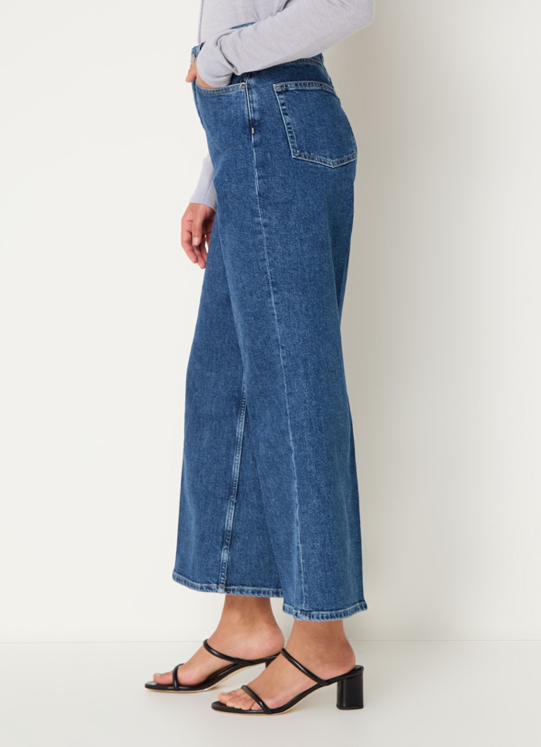 Pantaloni scurți din denim cu talie înaltă Calvin Klein, cu croi larg, spălare medie