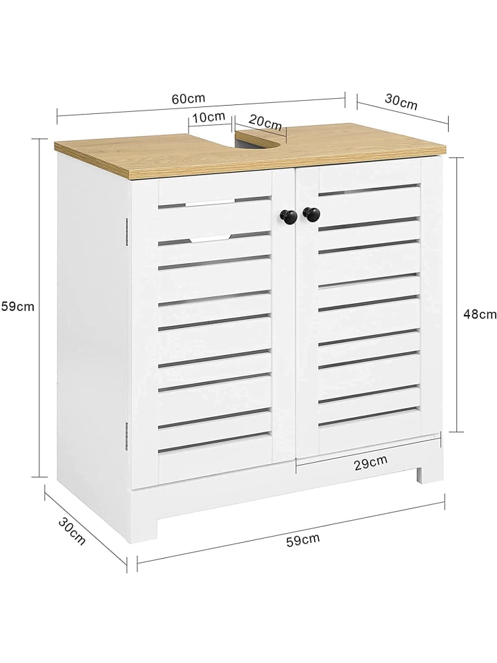 SoBuy Waschbeckenunterschrank in Weiß und Natur - (B)60 x (H)59 x (T)30cm günstig kaufen onesize