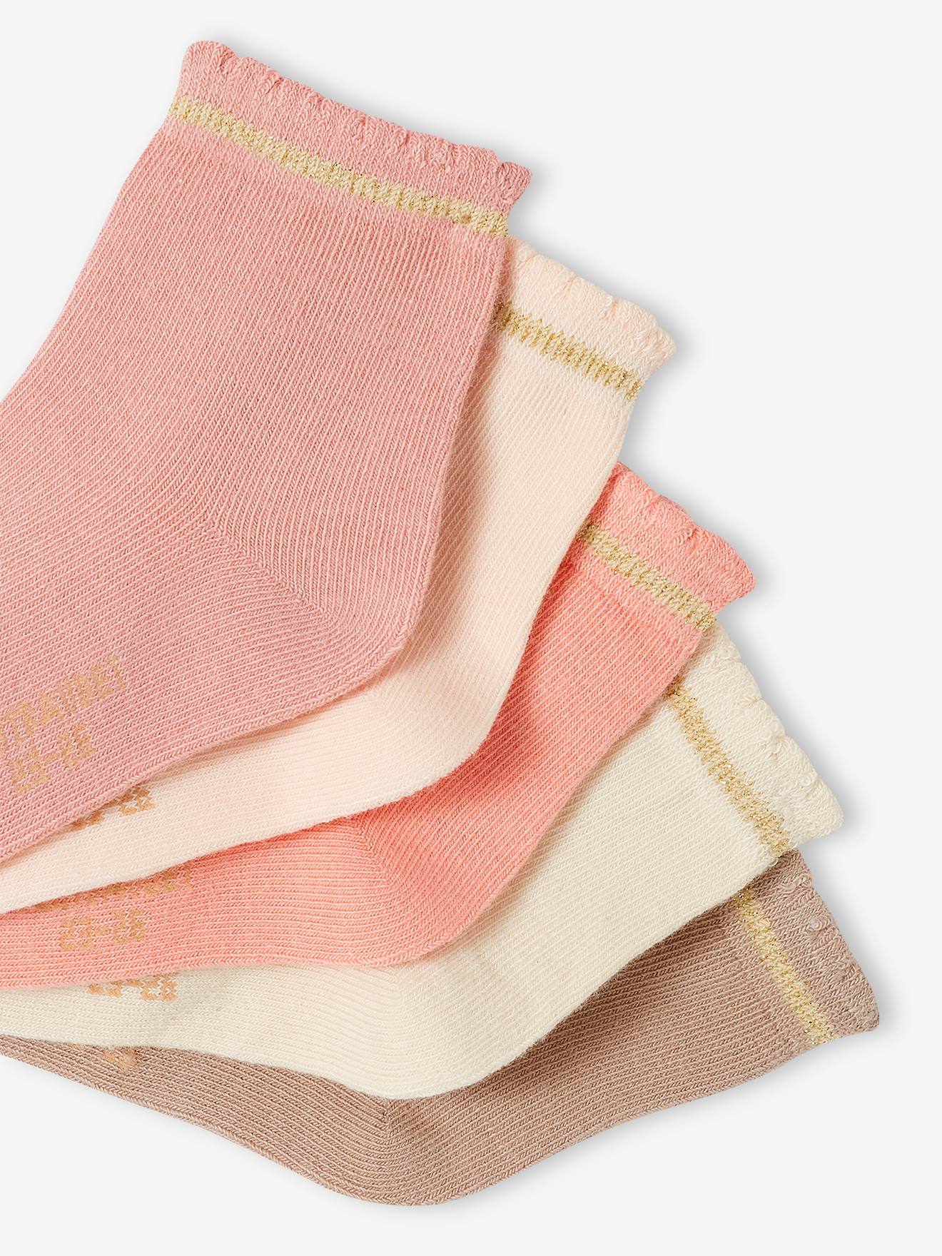 Vertbaudet 5er-Pack Mädchen Baby Glitzersocken BASICS Oeko-Tex - hellrosa