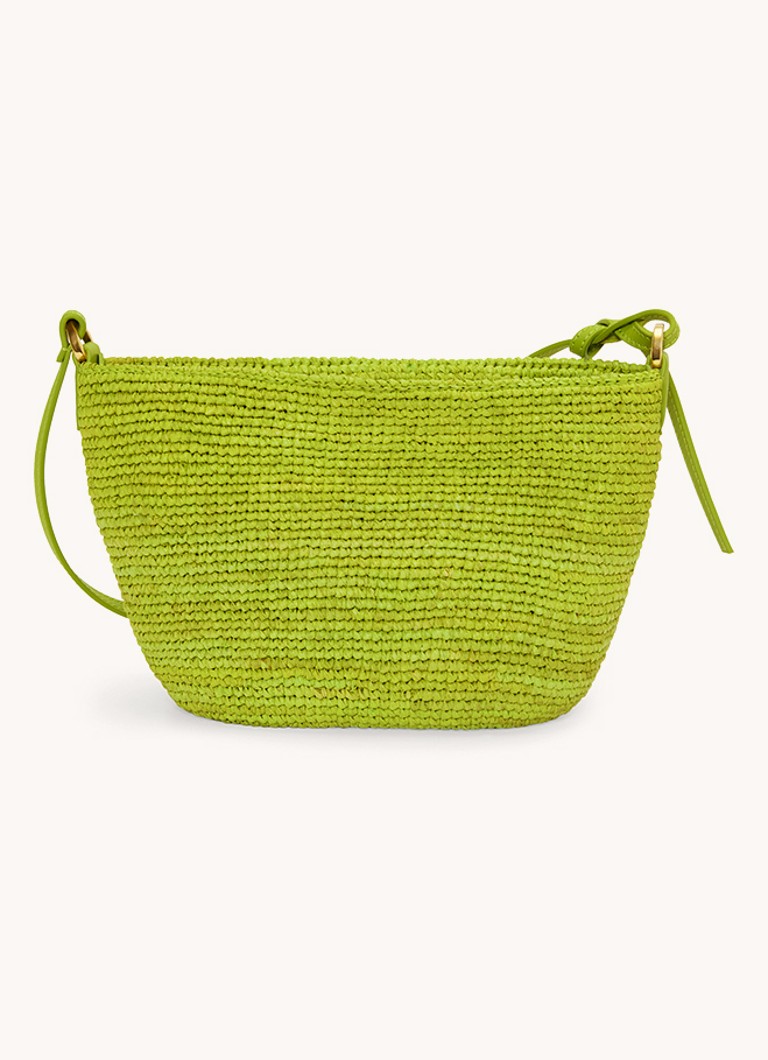 LOEWE Slit raffia crossbody bag with calfskin details