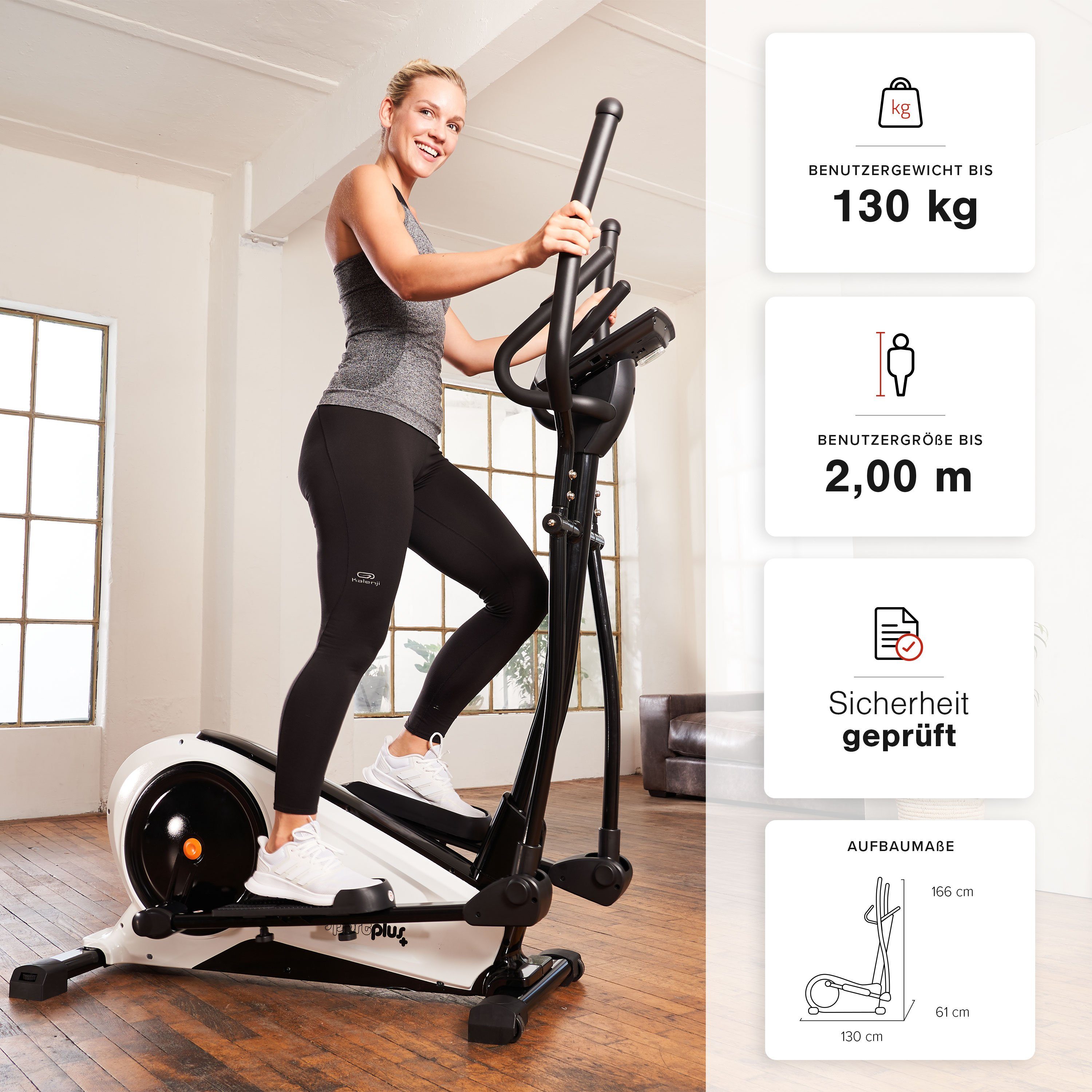 SportPlus Crosstrainer SP-ET-9800-iE, Crosstrainer, Heimtrainer, App, Handpulssensoren, 18 kg Schwungmasse