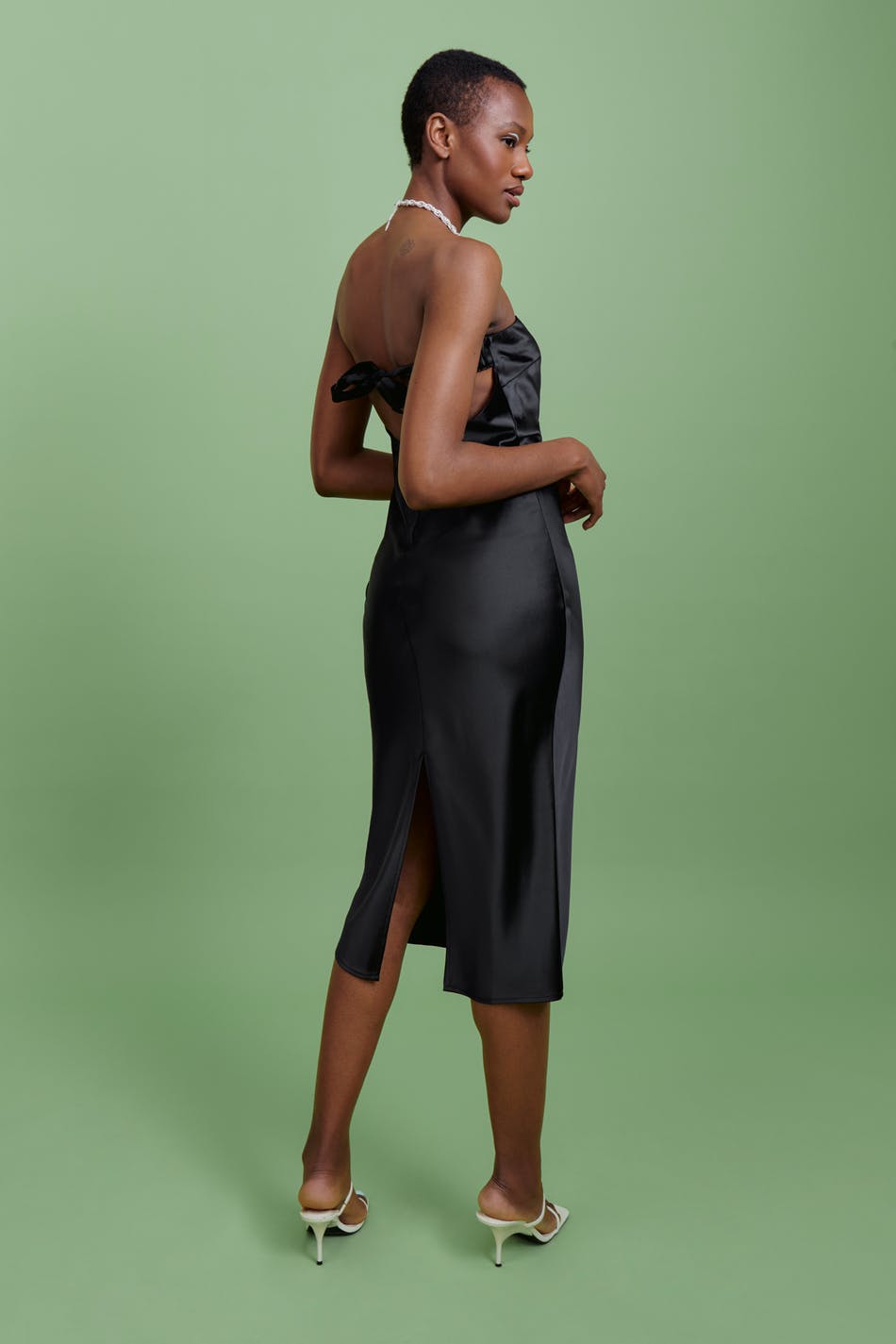 Satin tube midi dress