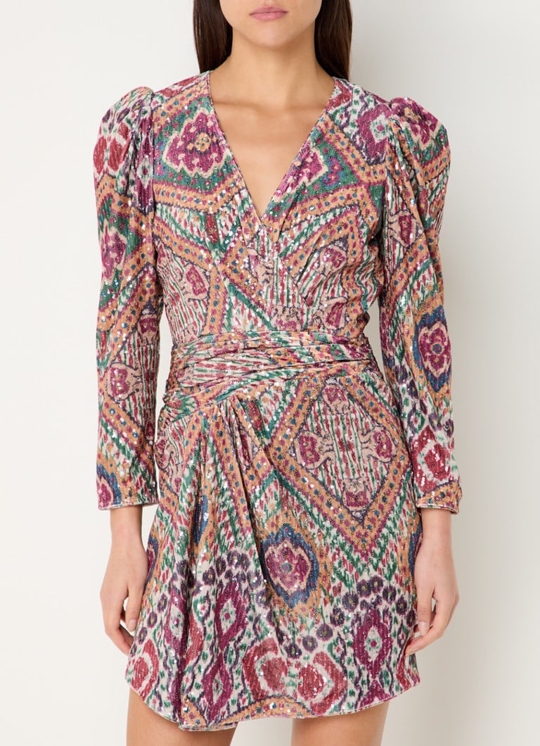 ba&sh Tola mini velvet tunic dress with print and sequins