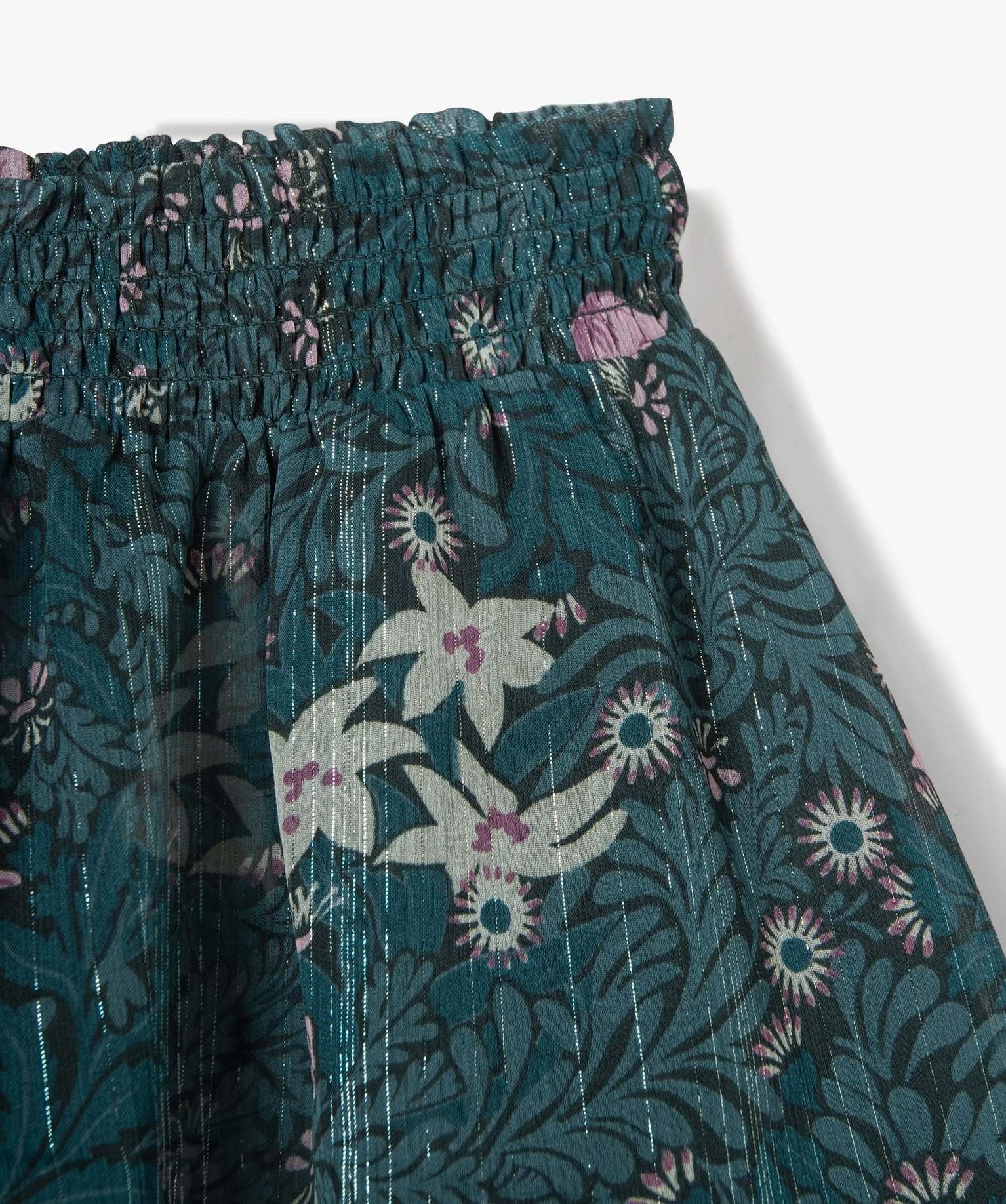 Jupe fille légère en voile fleuri et brillant multicolore | GEMO