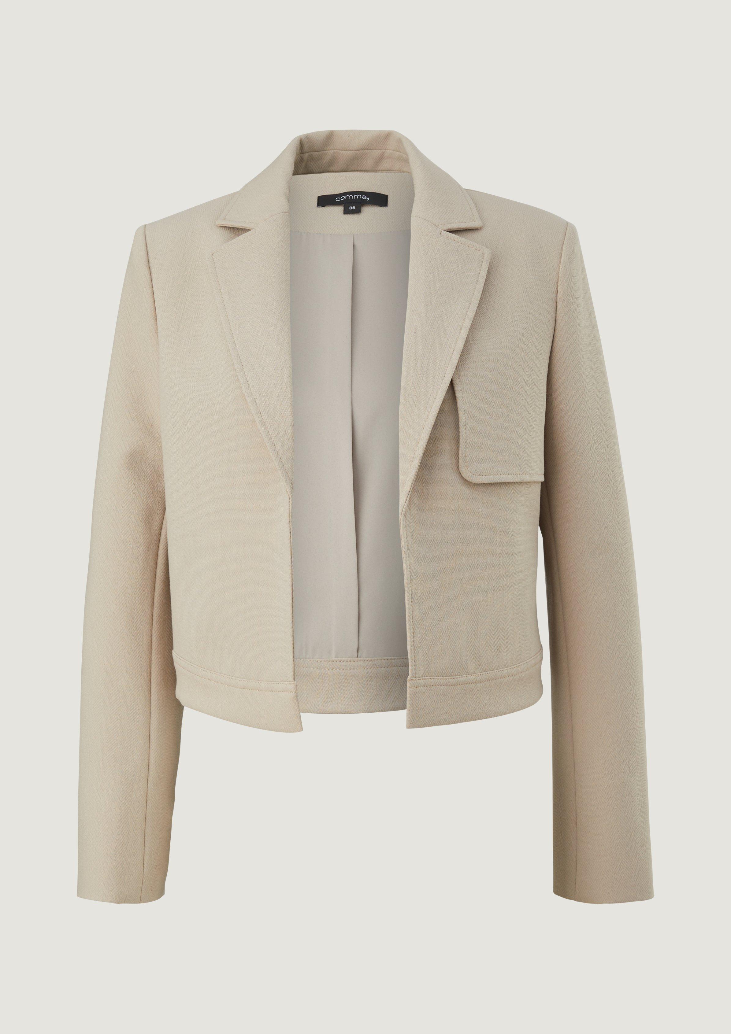 Blazer mit Fischgrat-Muster - helles beige