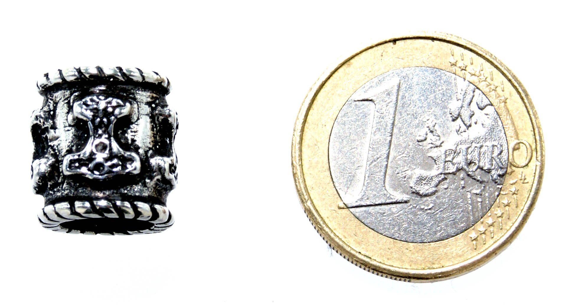 Kiss of Leather Bartstyling-Set Bartperle Silber 925 Thorshammer Wikinger Bartschmuck Bart Thorhammer
