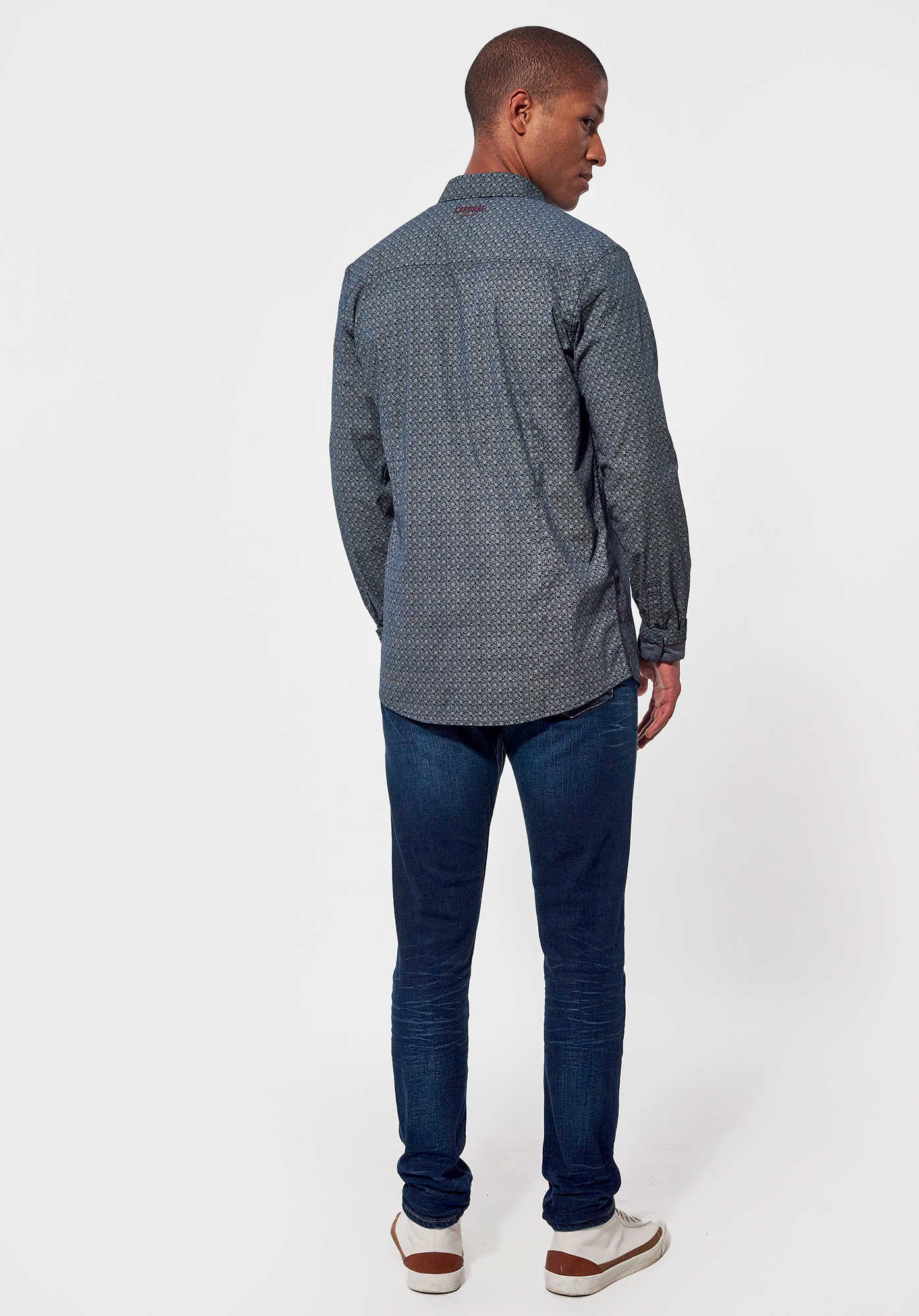 POWEL  Chemise slim bleue Homme imprimé