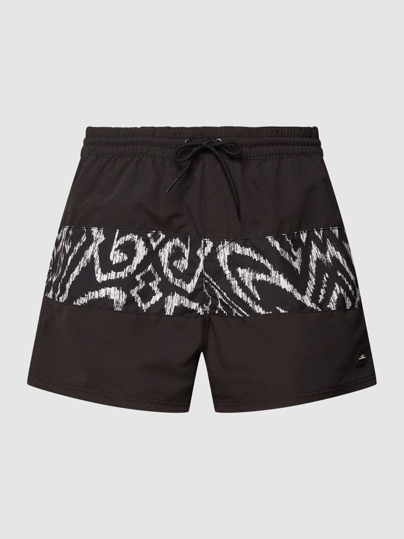 Badehose mit Label-Detail Modell 'CALI' in schwarz