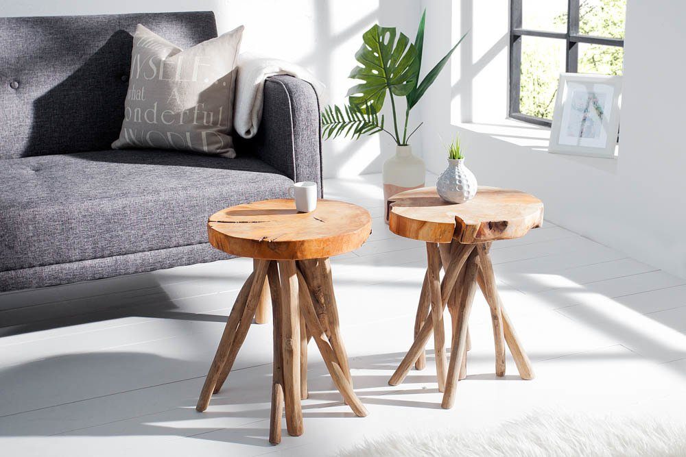 riess-ambiente Beistelltisch ROOT Ø30cm natur (Einzelartikel, 1-St), Teak-Massivholz · rund · Hocker · Wurzelholz-Design · handmade