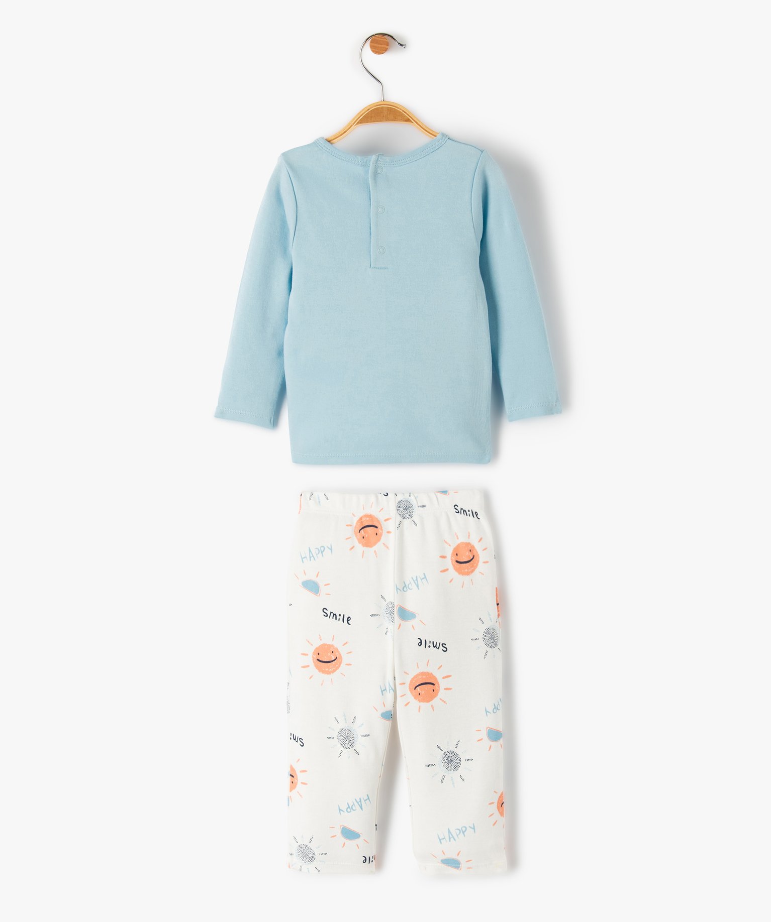 Pyjama bébé en jersey de coton à motifs fantaisie bleu | GEMO