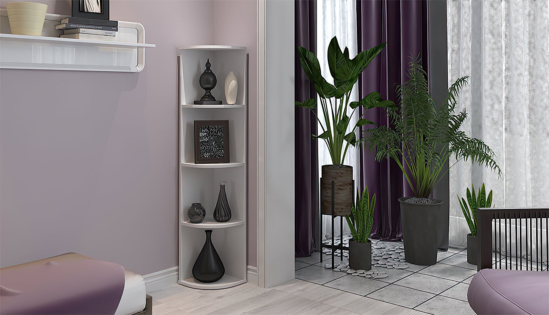 Polini Home Raumteilerregal Polini Eckregal Standregal Bücherregal fächerförmig 4 Fach Regal i