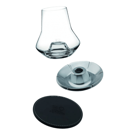 SET DE DEGUSTATION WHISKY - VERRE + SOCLE CUIR + RAFRAICHISSEUR - REF 266097 - PEUGEOT
