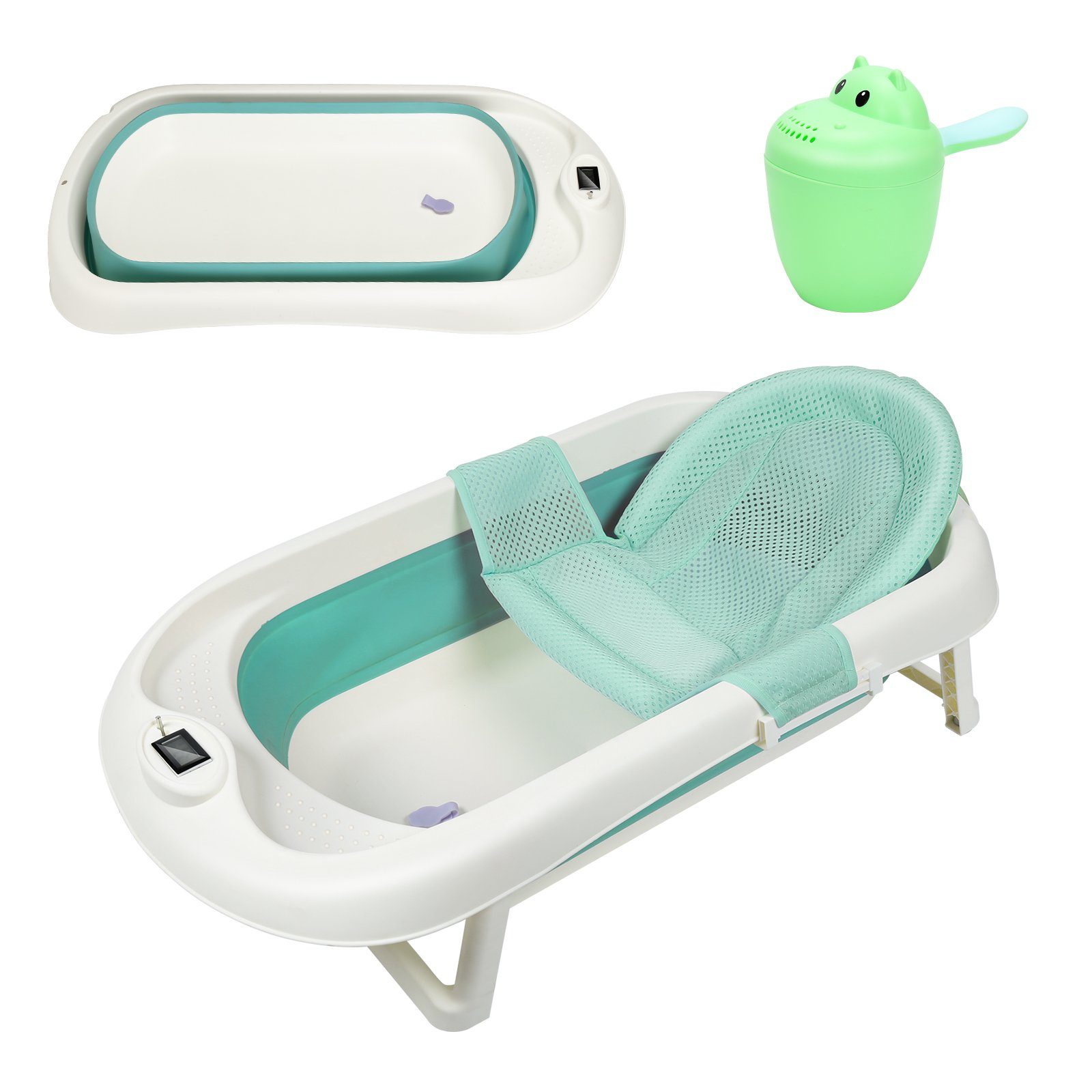 Clanmacy Babybadewanne Baby Badewanne mit Standfüßen Faltbare Wanne Babywanne Reisebadewanne