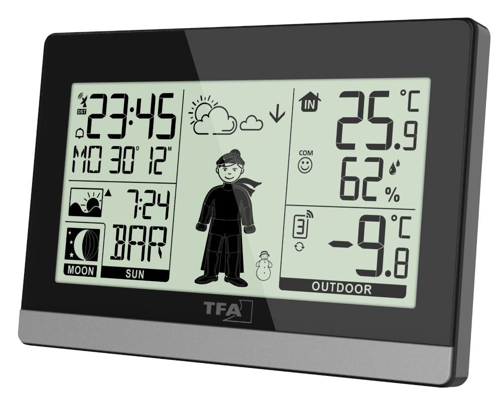 TFA Dostmann Weather Boy Mega TFA 35.1159.99 Funkuhr 2 Display digital Funkwetterstation