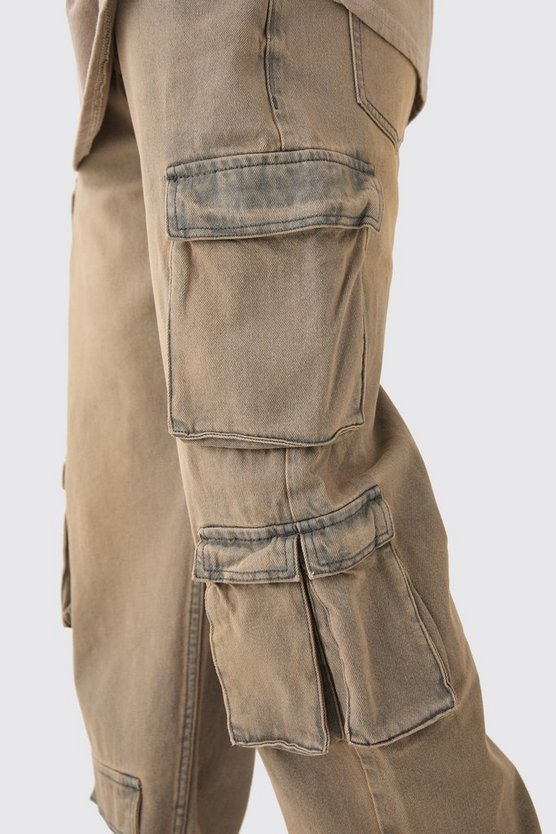 Graue lockere Jeans mit Cargo-Taschen