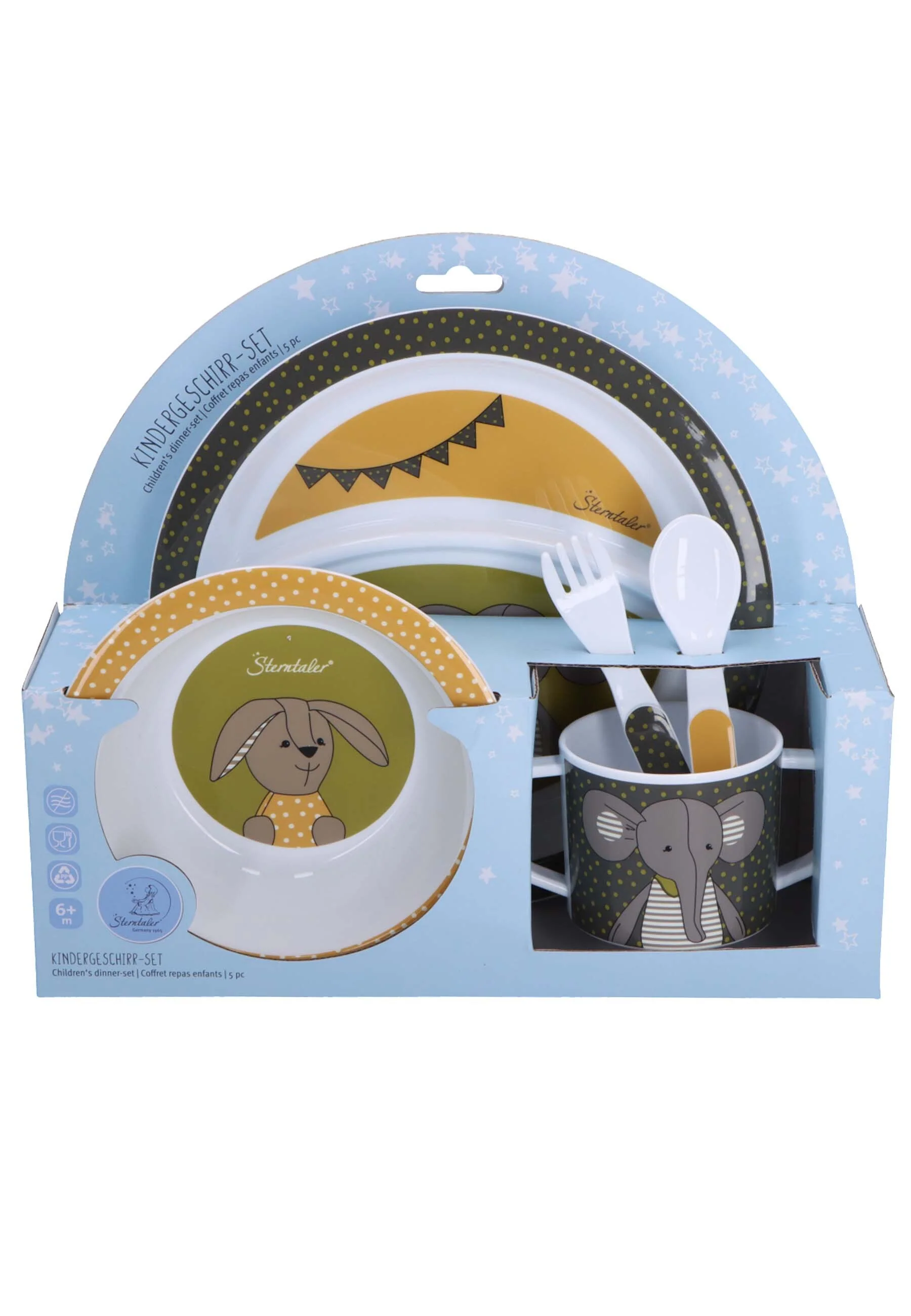Kindergeschirr-Set Elefant Eddy + Hase Happy