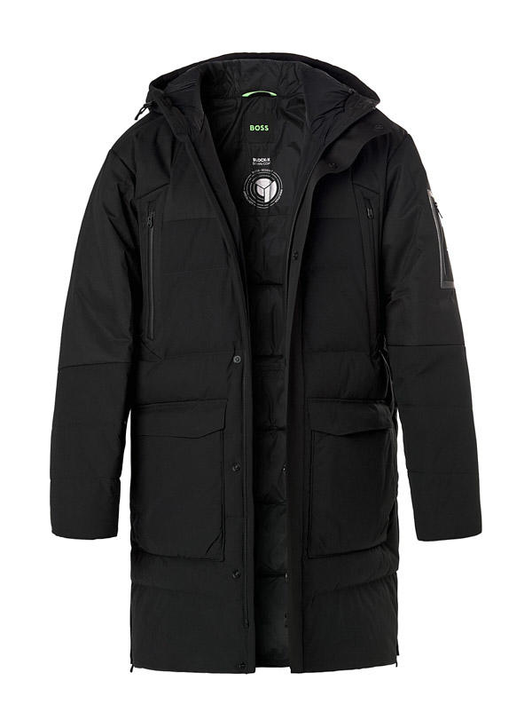 BOSS Green, Daunenparka Chester, Mikrofaser wasserabweisend, schwarz