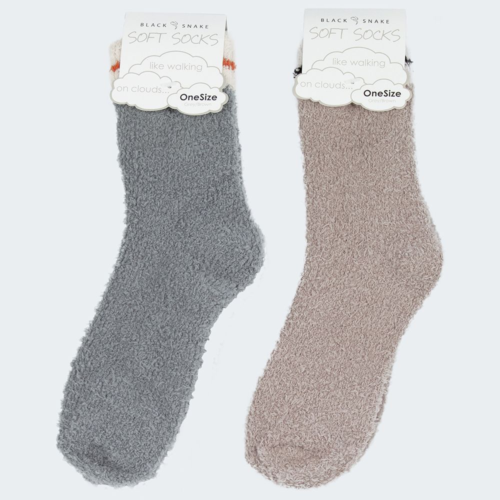 Black Snake Grau/Braun 2-Pack Damen Kuschelsocken