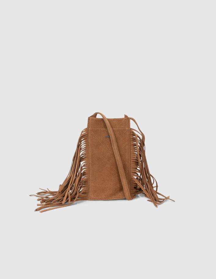 Sac pour smartphone camel à franges fille