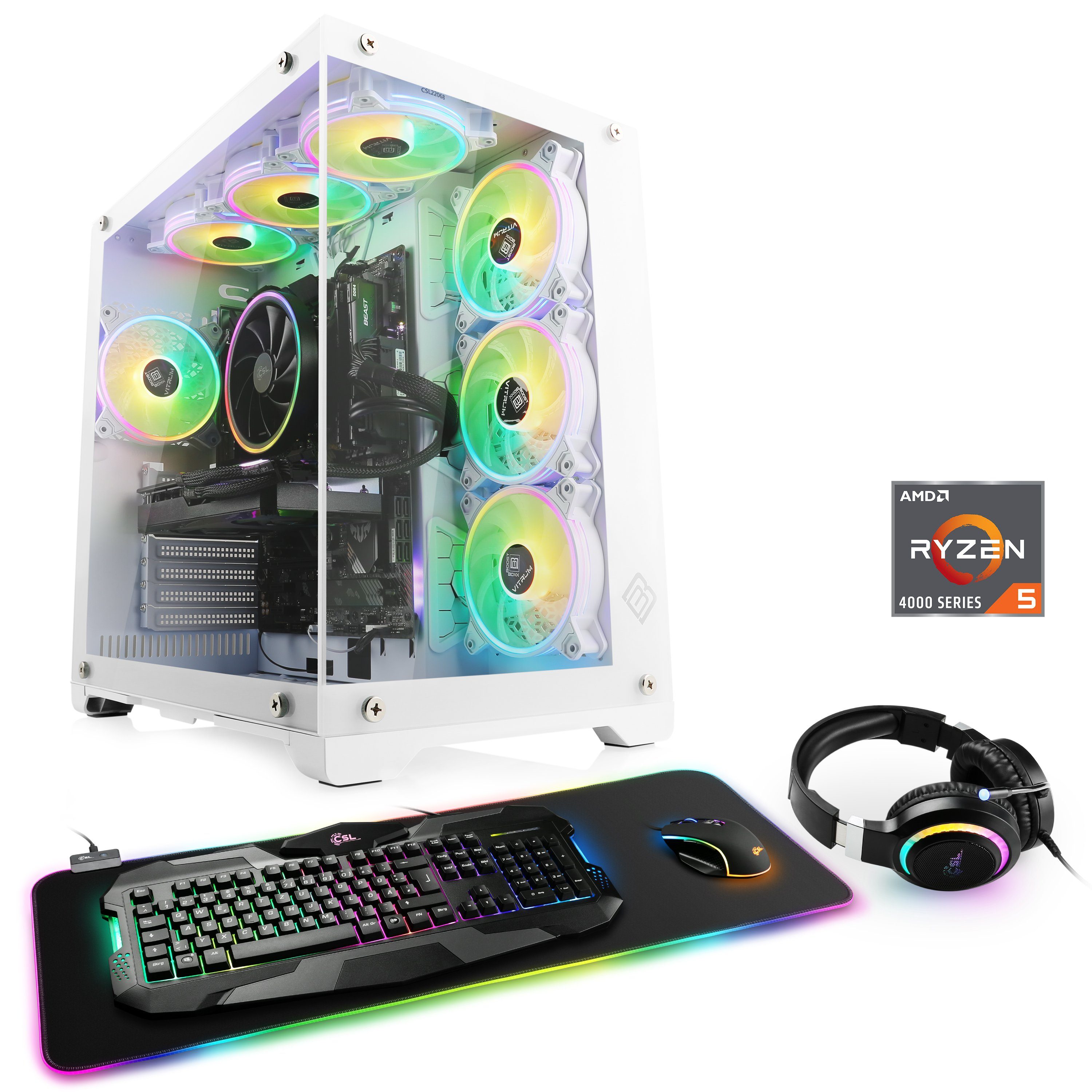 CSL Aerion A56310 Advanced Edition Gaming-PC (AMD Ryzen 5 4500, GeForce RTX 3050, 32 GB RAM, 1000 GB SSD, Luftkühlung)